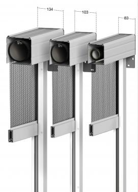 Big 80/100/130 quadra -zanzariera verticale per grandi dimensioni con cassonetto quadro e comando ad argano o motore